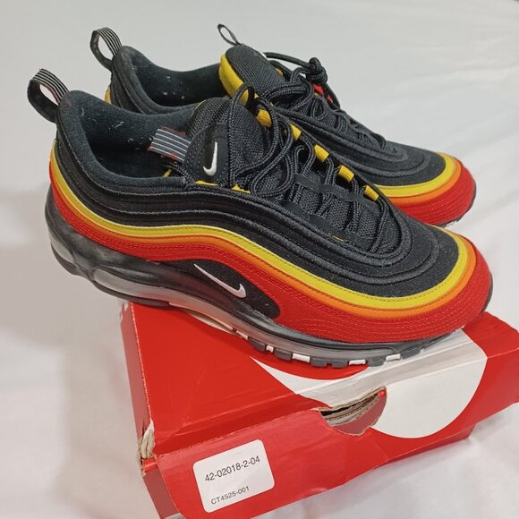 Nike Air Max 97 QS CT4525-001 Mens Sz 9 Black Chile Red Yellow Running Shoes main image 4
